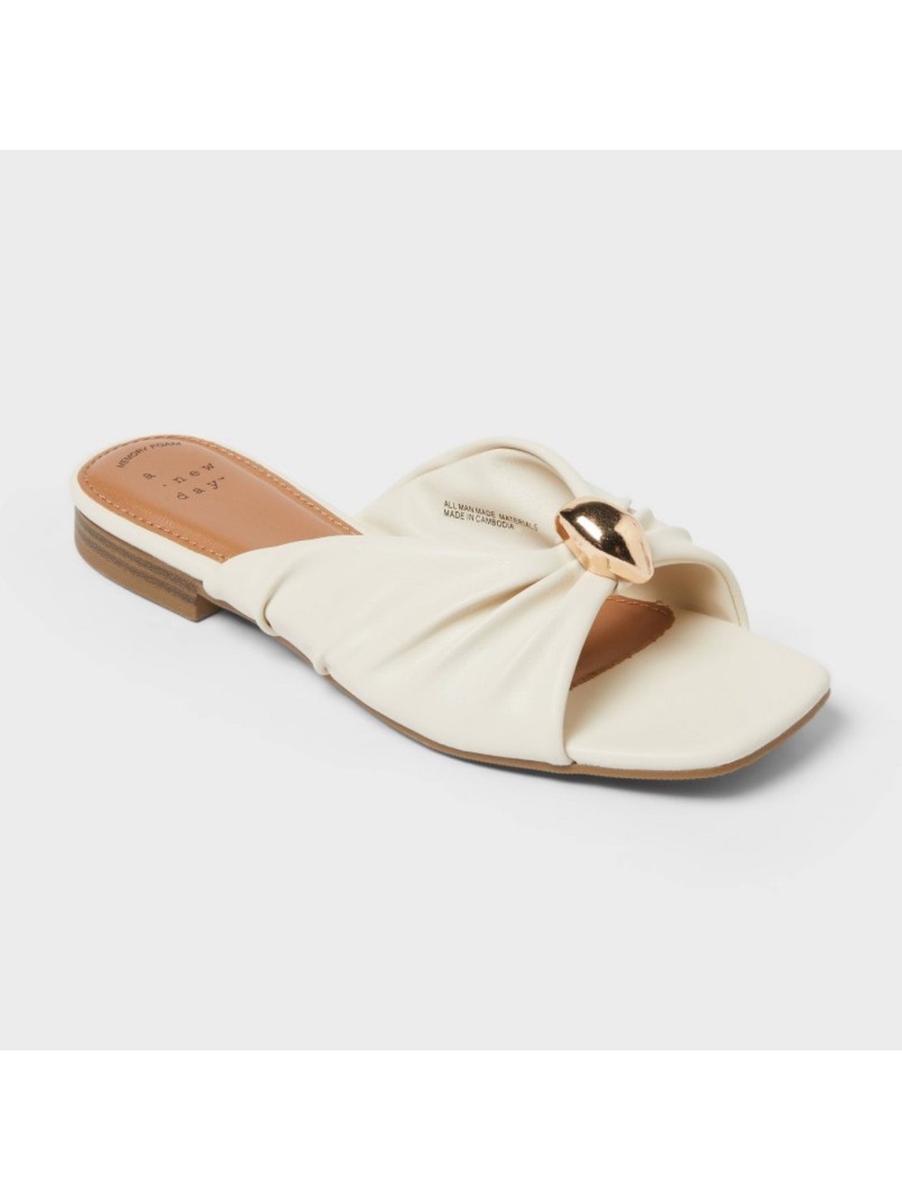 a new day Cream Slide Sandals with Gold Accent Ornament